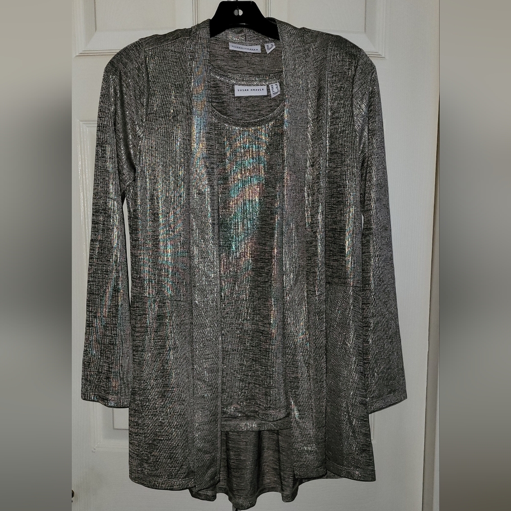 Susan Graver GOLD Metallic Blazer and Tank Top #18